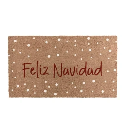 Imagen de ROCKING GIFTS Felpudo Antideslizante Entrada Puerta de Casa Fibra Coco Feliz Navidad 70x40 cm