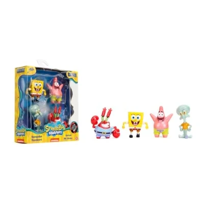 Imagen de Jada Set de 4 Figuras Personajes Hechas en Metal Bob Esponja, Patricio, Calamardo, Don Cangrejo, 7cm, Producto Auténtico Oficial, A Partir 3 años (253252042), Multicolor