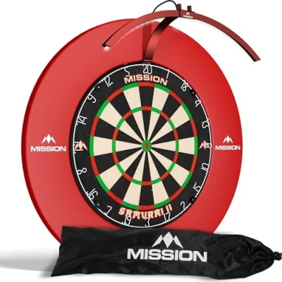 Imagen de Mission Darts TOR100 Torus 100 Tablero de dardos LED plegable portátil sistema iluminación viaje (rojo metálico)