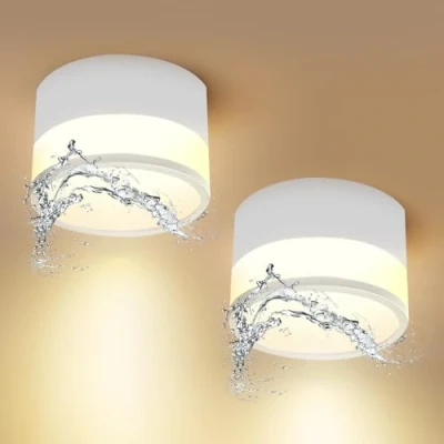 Imagen de Temgin 2 piezas Downlight Techo 12W IP65 3000K Foco LED Interior Ø10cm Blanco Lampara Focos Cálido Aluminio para Baño Cocina Pasillo Salon Lavadero Dormitorio