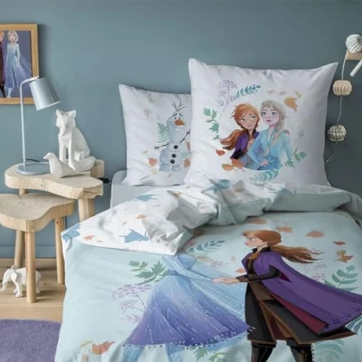 Imagen de OMYDREAM Disney Home Frozen Juego de funda nórdica para cama (funda edredón 140 x 200 cm, almohada 63 cm), color azul
