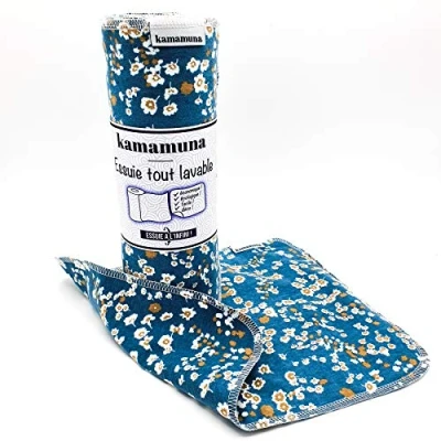 Imagen de Rollo de pañuelos tela 100% franela algodón, lavable, reutilizable, 12 hojas grandes, absorbente, suave, resistente, económico
