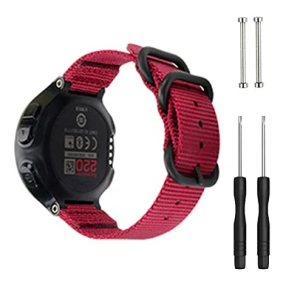 Imagen de ACTECH Correa para Garmin Forerunner 735XT/220/230/235/620/630/Approach S20 S5 S6 Pulsera, de Tejer Nylon Reemplazar Banda Pulsera (Rojo)
