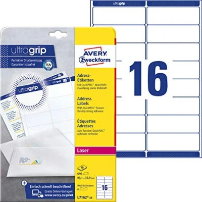 Imagen de Avery L7162 40, etiquetas de Dirección, Blanco, 99.1 x 33.9 mm, 40 hojas/640