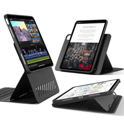 Imagen de ESR Funda para iPad Air 11&quot; 2024 y 5a/4a Gen. (2022/2020, 10.9&quot;), Giratoria con Tapa Magnética Extraíble, Soporte Vertical/Horizontal, Visión de Pantalla Elevada, 9 Ángulos, Negro