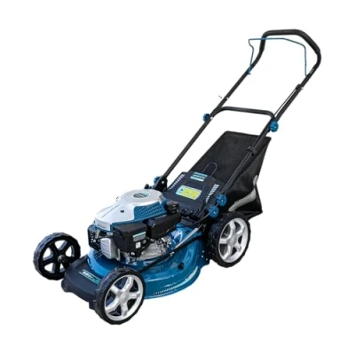 Imagen de Cecotec Cortacésped de Gasolina Terrenator 3200.46 Total Z. Motor 144cc, 2,4kW y 3,2CV, Cuerpo Acero 46cm, Cambio Altura Sistema Z Tech, 4in1 con Mulching, Ruedas Traseras XL