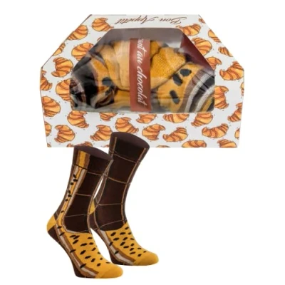 Imagen de Rainbow Socks Hombre Mujer Calcetines Croissant Graciosos 1 Par de Chocolate Talla 41 46