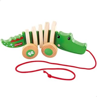Imagen de WOOMAX Mattel Fisher Price, Juguete Arrastre Cocodrilo de Madera, Juguetes para Bebés, +18 Meses, 48812