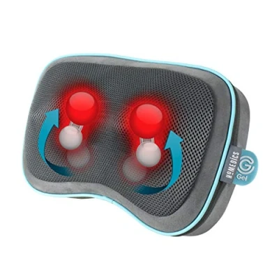 Imagen de HoMedics Gel Shiatsu Cojín de viaje con calidez, Ideal para piernas, lumbares, hombros y cuello, Recargable, apoyo controles integrados, Incluye bolsa