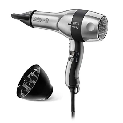 Imagen de Valera, Swiss Silent Jet 8700, Secador de Pelo Profesional Ligero y Potente, con Potente Motor, 6 Niveles Temperatura, Ionizador, Cable Flexible Antienredos, 2400 W, Gris Negro