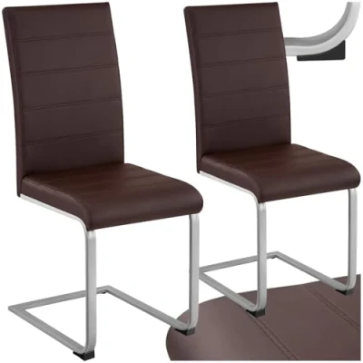 Imagen de TecTake® Juego de Sillas Tapizadas en Terciopelo, Comedor Ergonómicas y Versátiles, Gran Estabilidad Capacidad Carga, Cocina Elegantes 2 Marrón