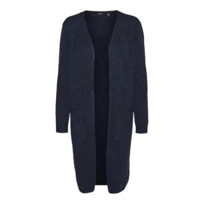 Imagen de VERO MODA Vmdoffy LS Long Open Cardigan Ga Noos Suéter, Blazer Azul Marino/Detalle: W. Black Melange, S para Mujer
