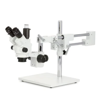 Imagen de AmScope 7X 45X Simul Focal Stereo Lockable Zoom Microscopio en Soporte de Brazo Dual