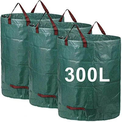 Imagen de (3x300L) Sacos de jardín, Bolsas jardín Premiums, Resistentes al Agua, Grandes Basura con Asas, Plegables y Reutilizables, Gran Capacidad Doble Fondo ，Estables a los Rayos UV