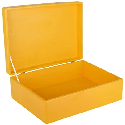Imagen de Creative Deco XL Amarilla Grande Caja Madera Decorativa Almacenaje 40 x 30 14 cm (+/ 1cm) con Tapa Cofre Navidad Decorar Regalo Decoupage Juguetes, Documentos, Objetos de Valor, Herramientas
