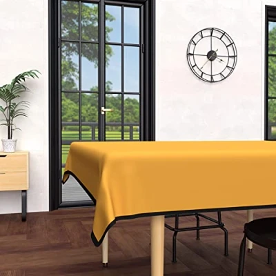 Imagen de Soleil d&#039;ocre Mantel Boheme Antimanchas de Microfibra Lavada, Rectangular, Amarillo (Mostaza), 140 x 240 cm