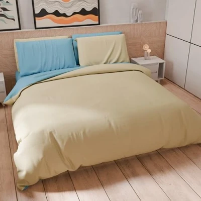Imagen de PETTI Artigiani Italiani juego de funda nórdica para cama individual 160 x 200 cm (1 almohada 50 80 incluida), suave microfibra, color gris claro azul