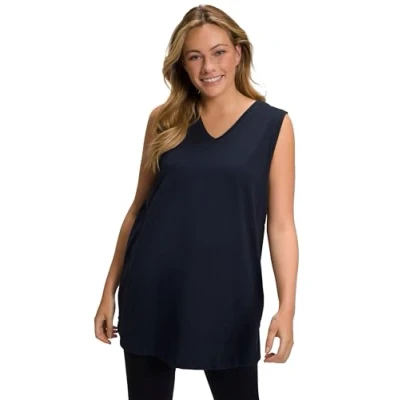 Imagen de Ulla Popken Basic V Top Camisetas, Navy Blau, 52 54 para Mujer