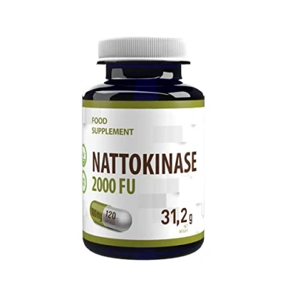 Imagen de Nattokinasa 120 vegan cápsulas de 100 mg cada una (20.000 FU/g) Suministro para 4 meses, Altamente dosificado, Fabricado con soja Sin OGM aditivos no deseados