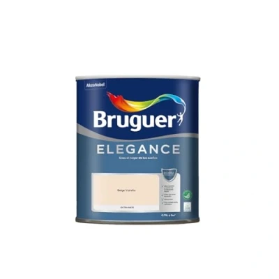 Imagen de BRUGUER Elegance Pintura Monocapa Extra Mate para Paredes y Techos, Interior Exterior protegidos, Ultra Lavable, Resistente al Desgaste Manchas, Con conservante Antimoho, Beige Vainilla 750 ml