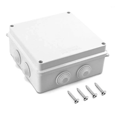 Imagen de QWORK® Caja de derivación, para exterior iluminación cable conexión eléctrica, IP65, plástico ABS, blanco, 150 x 70 mm