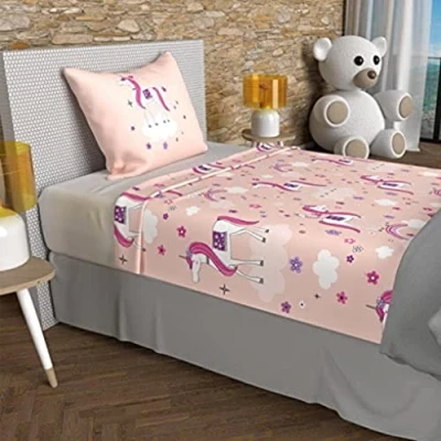 Imagen de Soleil d&#039;ocre Juego de sábanas UNICORNIOS 180 x 290 cm, rosa, 100% algodón 57 hilos/cm2