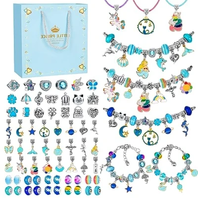 Imagen de WEVOL Kit para Hacer Pulseras, Fabricación Joyas Manualidades Abalorios Juguete Navidad Pascua Regalo Niñas 5 13 Años