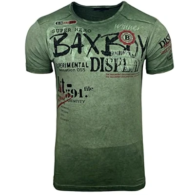 Imagen de BX147 Camiseta para hombre con cuello redondo y estampado único de moda vintage, verde, M