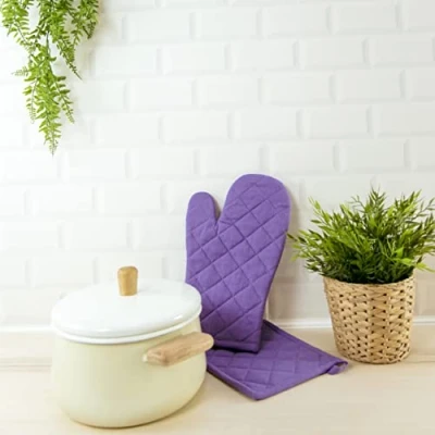Imagen de Sancarlos Manopla de Cocina, Color Morado, 100% Algodón, Resistente al Calor.