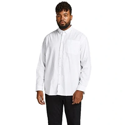Imagen de JACK &amp; JONES Camisa de Hombre Talla Grande Color Liso básica Manga Larga Business JJEOXFORD, Color:Blanco, Talla:4XL