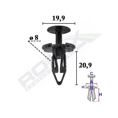 Imagen de ROMIX C70614 Clip, listón FIAT: Tipo Hatchback, JEEP: Renegade SUV