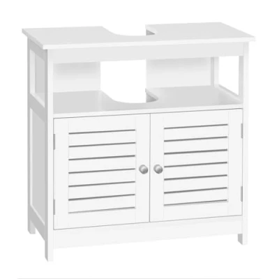 Imagen de EUGAD Armario Bajo Lavabo Mueble para Debajo de Baño Almacenamientocon 2 Puertas MDF 60 x 30 cm Blanco 0015WY