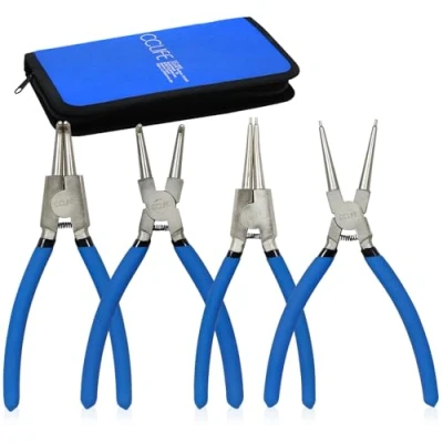 Imagen de CCLIFE 4 piezas Juego Alicates Circlip 225 mm Anillos Alicate Inverso para de Retencion Interiores y Externos