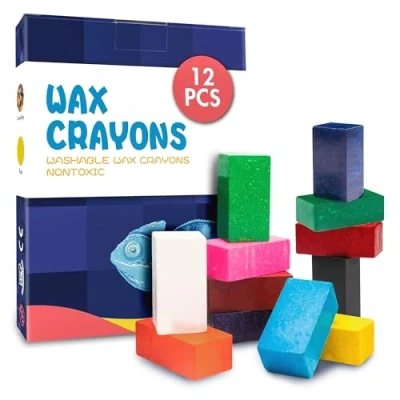 Imagen de MUSCCCM Ceras de Colores para Niños, Pinturas Plastidecor 12 Crayones en Bloque Lavables Pintar Dibujo Juguetes Regalo Bebé Niños y Estudiantes