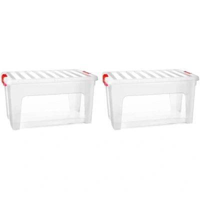 Imagen de AC Pack de 2 Cajas Almacenamiento KLIP K3 Fabricado en plástico Contenedor para almacenar Juguetes, Libros, Ropa, Mantas 36 x 52 27,5 cm litros