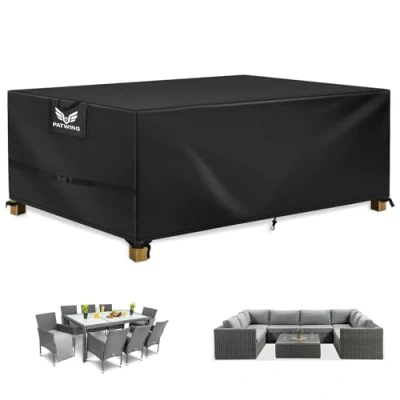 Imagen de PATWING Funda Muebles Exterior Impermeable,600D Oxford Mesa Jardin Impermeable,Resistente Al Viento Los Rayos Anti UV Antipolvo Protectora (180*120*74cm Modelo Mejorado)