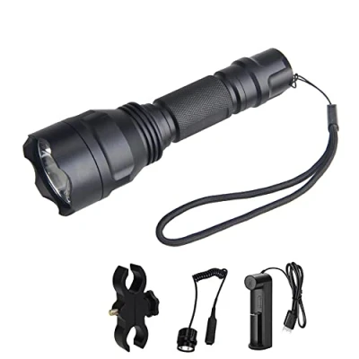 Imagen de Linterna Táctica con Interruptor de Presión, WESLITE 1300 Lúmenes LED Recargable Alta Potencia Caza 1 Modo Linternas para la Alcance Montaje, Batería y Cargador