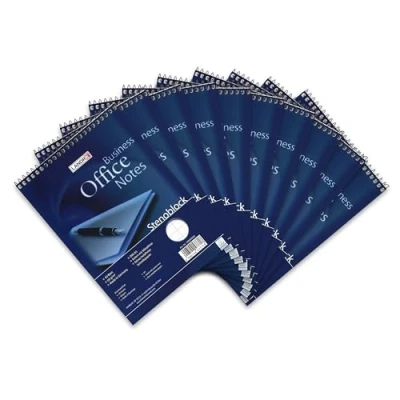 Imagen de Landre 100050255 Steno bloque de oficina, DIN A5, alineada con la línea media, 60 g/m² fino, papel escritura libre madera, 40 hojas, 10 pack