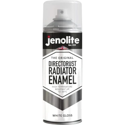 Imagen de JENOLITE Directorust Pintura en Spray para Radiadores Esmalte BLANCO BRILLANTE 400ml Resistente hasta 130ºC duradera que No amarillea necesita imprimación