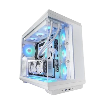 Imagen de MARS Gaming MC REV, Caja ATX, Doble Cristal Templado, 3x Ventiladores ARGB Invertidos 12cm, Montaje Vertical de Tarjetas Gráficas, Torre PC con Soporte Refrigeración Líquida hasta 360mm, Blanco