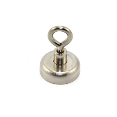 Imagen de Magnete di serraggio del neodimio con eyebolt m5 per appendere, tenere o visualizzare oggetti 25mm diametro x 36mm alto 20kg estrazione