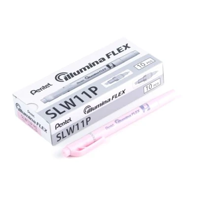 Imagen de Pentel Illumina Flex SLW11P Lote de 10 subrayadores dos puntas, color rosa