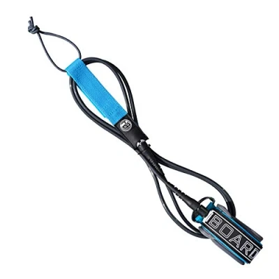 Imagen de iBOARD Correa de Tabla Surf 7 mm,Cuerda Pierna 7/8/9 pies,Cuerda Recta Material Poliuretano,Hebilla Nylon Tres Capas,Doble Cabezal Giratorio Acero Inoxidable (Azul y Gris)