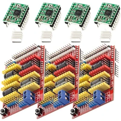 Imagen de AZDelivery 3 x CNC Shield V3 Set con 4 A4988 Motor Paso a Disipador de Calor E Impresoras 3D Compatible Arduino Book Incluido!