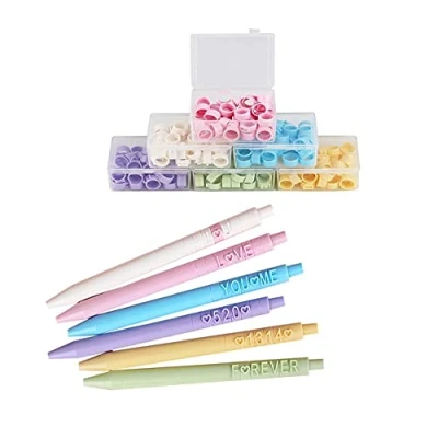 Imagen de DIY Creative Letter Pen Set con números ingleses, Macaron 6 colores, lindos bolígrafos Kawaii Cool, divertidos, de tinta gel retráctiles, bolígrafo 0,5 mm, negra