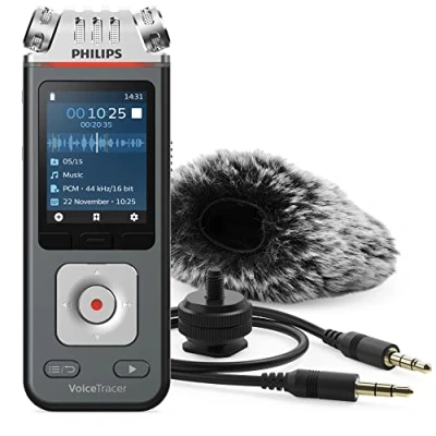 Imagen de Grabadora de voz Philips DVT7110, 2147 h, 8GB, USB C, WAV, MP3, MPEG 1, Negro/Gris