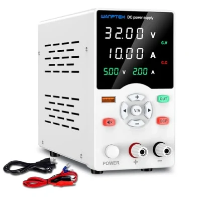 Imagen de WANPTEK POWER Fuente de Alimentacion Regulable 30V 10A Alimentación con Botón Ajustable, Laboratorio Protección OCP/Botón Salida/Carga Rápida USB 18W /Modo Silencio