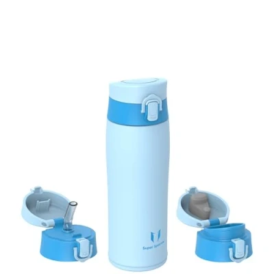Imagen de Super Sparrow Botella Agua Acero Inoxidable Termica 500ml Termo Sin BPA, Botellas Niños Incluye 2 Tapas con Pajita y Tapa Deportiva