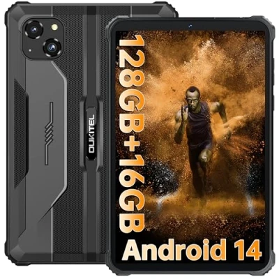 Imagen de OUKITEL RT3 Pro Tablet Rugerizada 8 Pulgadas Rugged Android 14, 16GB+128GB 1TB Ampliable Gaming, Batería 5150mAh, 16MP+8MP Cámara Tablets PC, Speakers 90dB/Dual SIM/NFC/Face ID, Negro