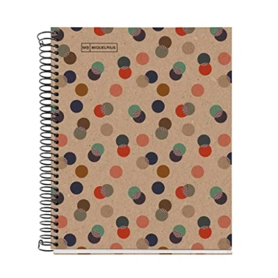 Imagen de Miquelrius Cuaderno A5, Cuadrícula 5 mm, Papel reciclado de 80 g/m², Hojas un color, reciclado, Espiral, cuadriculado, Eco Confetti